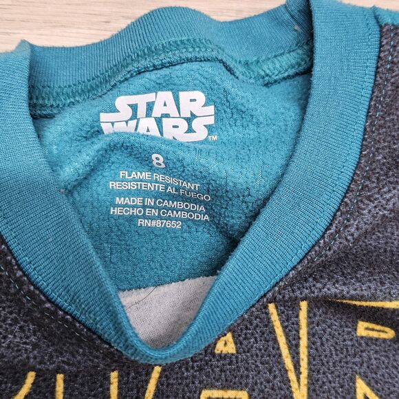 STAR WARS Boys Teal Baby Yoda Child Fleece Pajama Set Size 8 - Picture 7 of 8